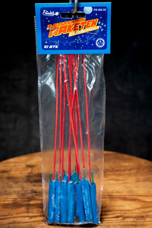 3-Stufen Mini-Raketen mit Silbercrackern