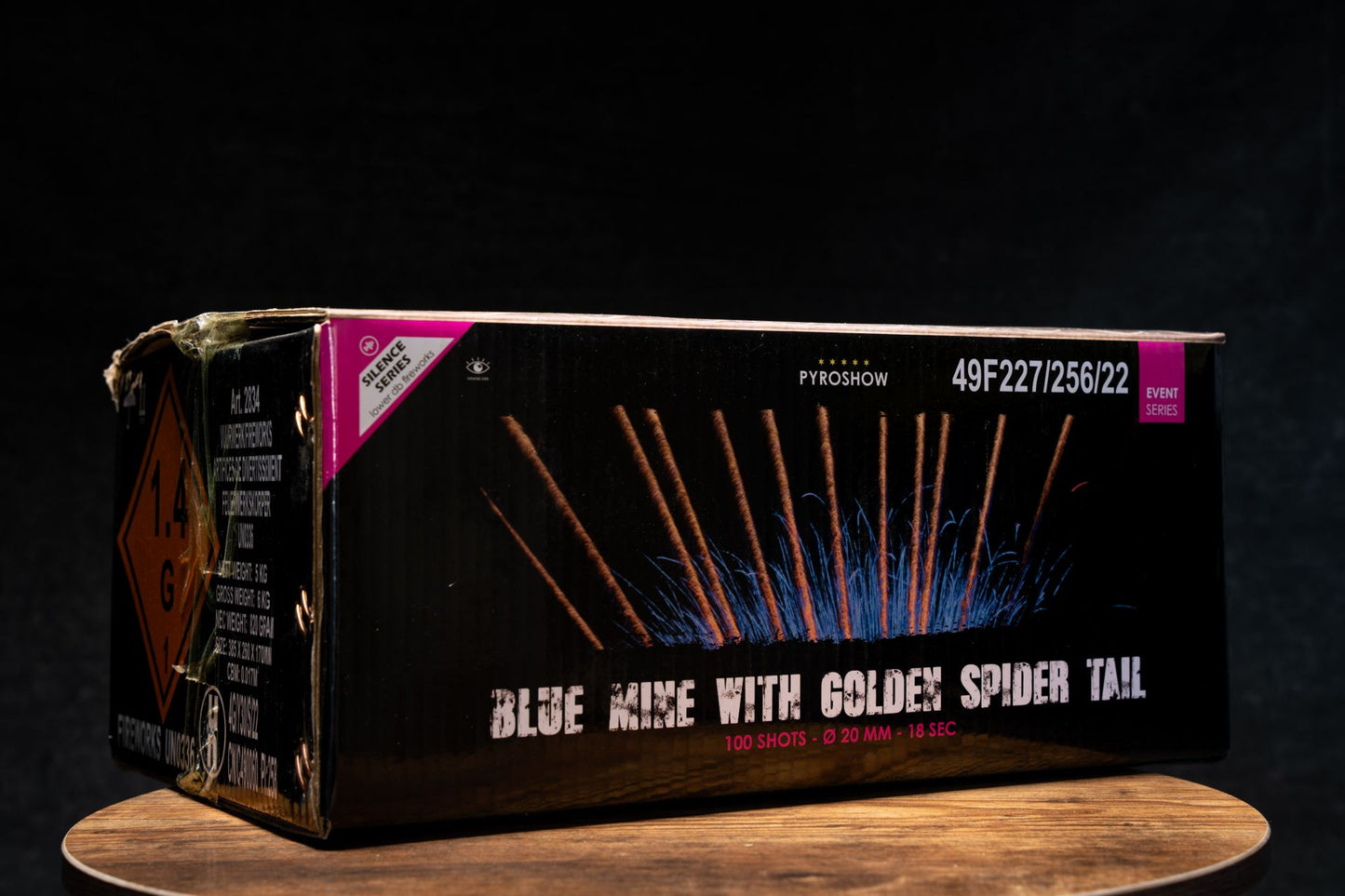 Blue mine with golden spider tail